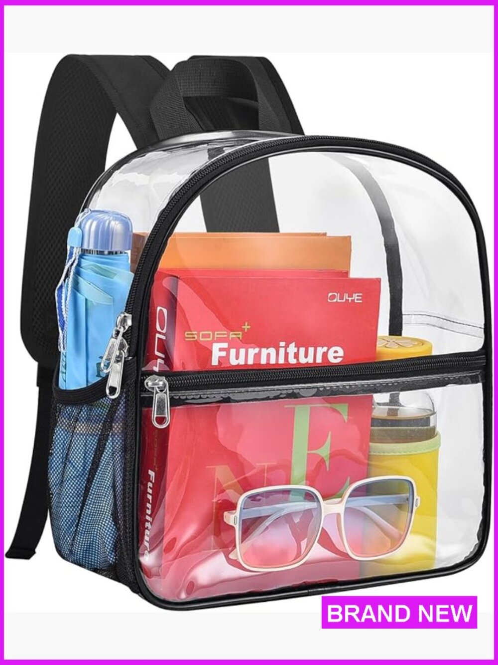 Clear Backpack Stadium Approved With Reinforced Straps School Concerts Work